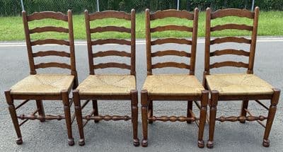 Set of Four Oak Framed Ladderback Chairs