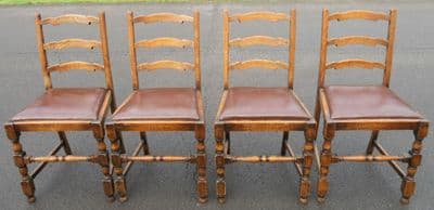 Set of Four Oak Ladderback Dining Chairs