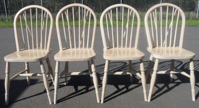 Set of Four Pale Windsor Kitchen Chairs