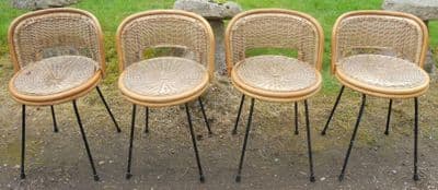 Set of Four Retro Bamboo Frame Tub Seat Chairs