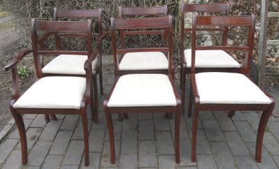 Set of Six Dining Chairs in Plain Mahogany Regency Style - SOLD