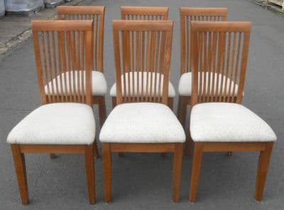 Set of Six Highback Oak Dining Chairs