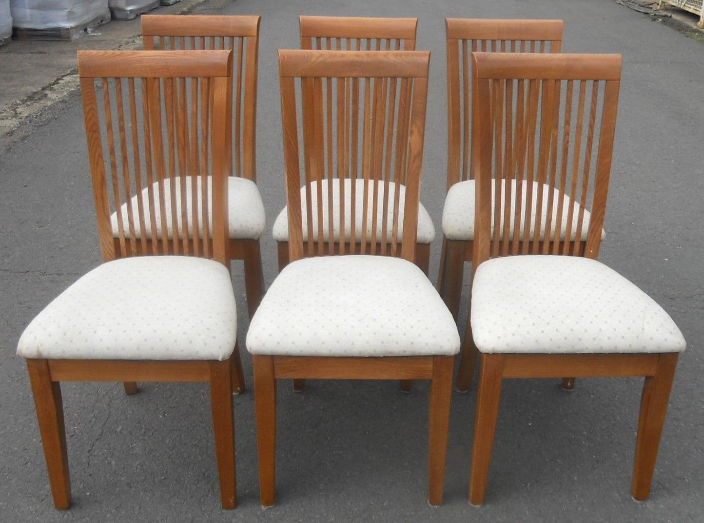 Set of Six Highback Oak Dining Chairs