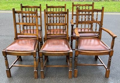 Set of Six Lancashire Spindleback Dining Chairs