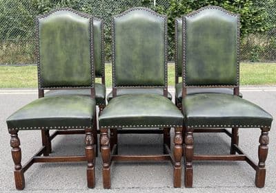 Set of Six Leather Highback Dining Chairs by Jaycee