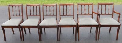 Set of Six Mahogany Rail Back Dining Chairs