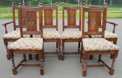 Set of Six Oak Dining Chairs by Old Charm - SOLD