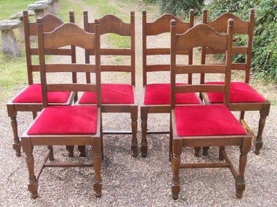 Set of Six Oak Highback Dining Chairs