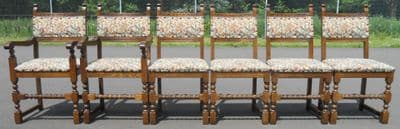 Set of Six Old Charm Oak Dining Chairs