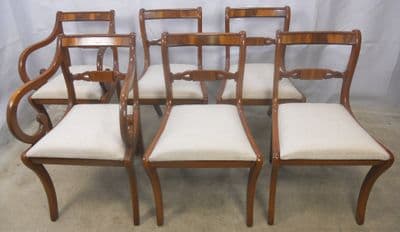 Set of Six Regency Style Yew Dining Chairs - SOLD