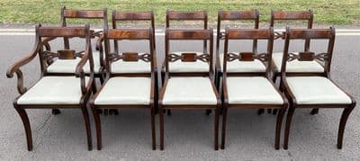 Set of Ten Regency Style Mahogany Dining Chairs