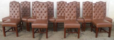 Set of Twelve Leather Highback Dining Chairs