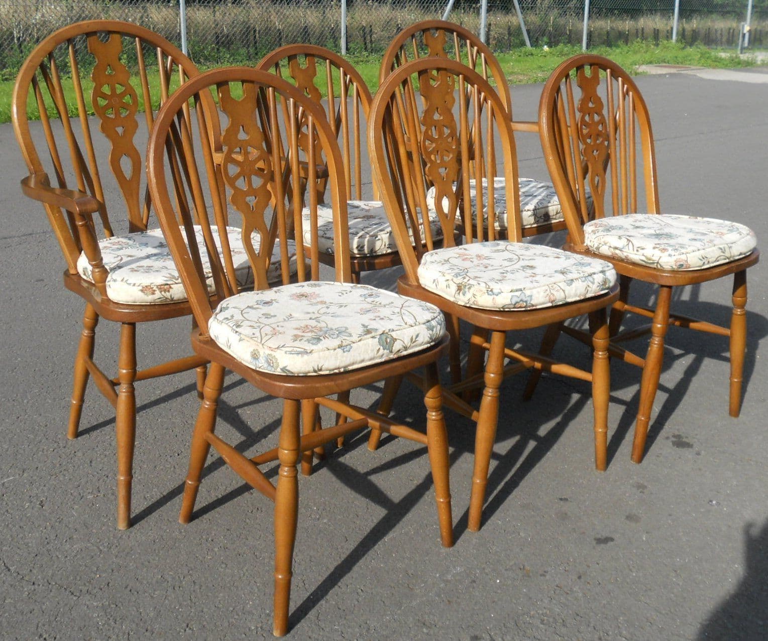 Set Six Wheelback Chairs & Refectory Dining Table