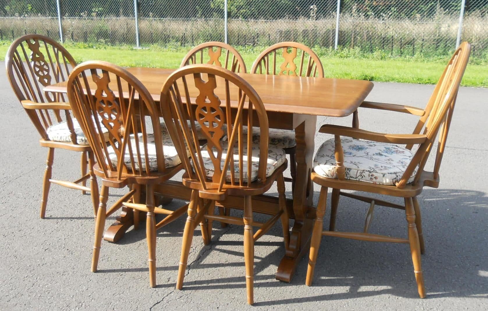Set Six Wheelback Chairs Refectory Dining Table