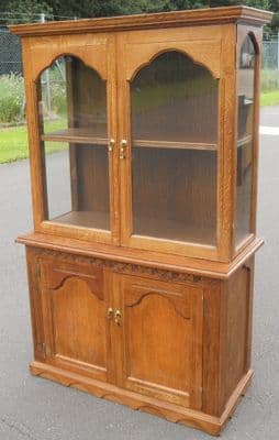 Small Antique Style Oak Display Cabinet