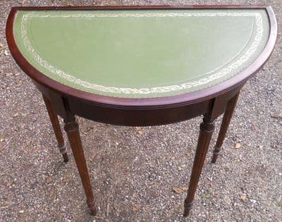 Small Leather Top Bowfront Console Table