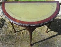Small Leather Top Mahogany Console Table