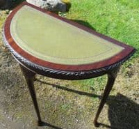 Small Leather Top Mahogany Console Table