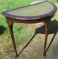 Small Leather Top Mahogany Console Table