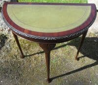 Small Leather Top Mahogany Console Table