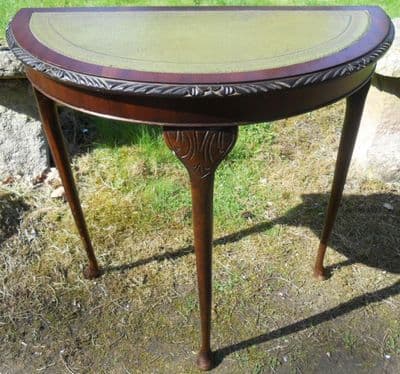 Small Leather Top Mahogany Console Table