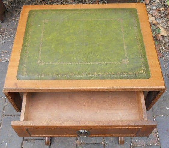 Small Light Mahogany Leather Top Coffee Table