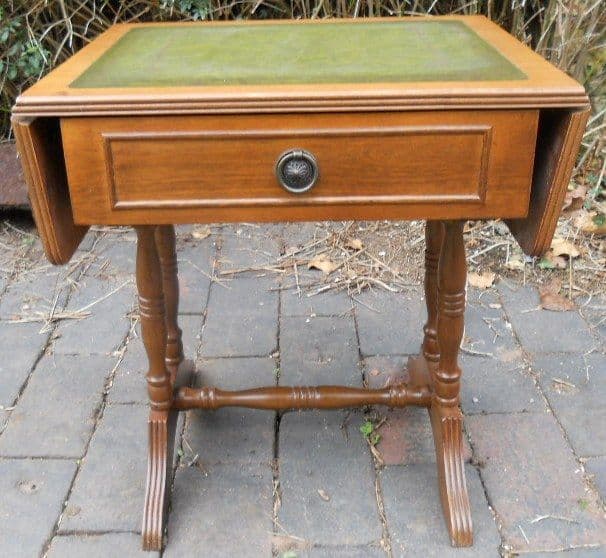 Small Light Mahogany Leather Top Coffee Table