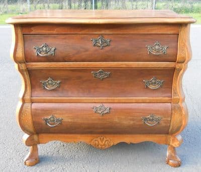 Small Walnut Bombe Chest of Drawers