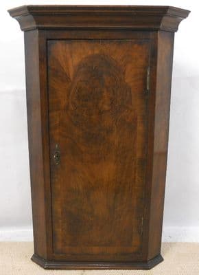 Small Walnut Hanging Corner Cupboard by James Reeve Ltd