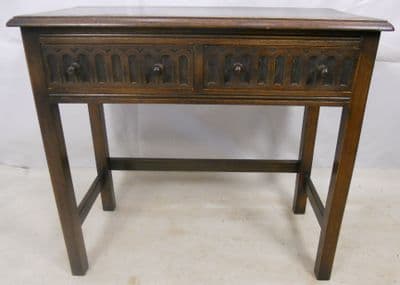 SOLD - Antique Jacobean Style Dark Oak Side Table by Reprodux