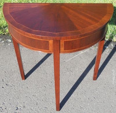 SOLD Bowfront Inlaid Mahogany Console Table