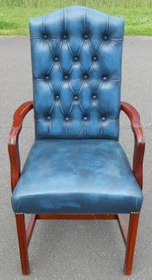 SOLD - Button Back Leather Desk Armchair