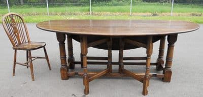 SOLD - Extra Large Oval Oak Double Gateleg Dining Table