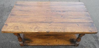 SOLD - Heavy Large Oak Antique Style Coffee Table