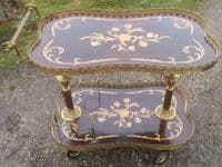 SOLD Kidney Shaped Inlaid Walnut Drinks Trolley