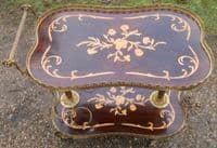 SOLD Kidney Shaped Inlaid Walnut Drinks Trolley
