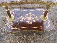 SOLD Kidney Shaped Inlaid Walnut Drinks Trolley