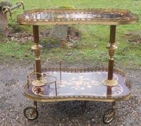 SOLD Kidney Shaped Inlaid Walnut Drinks Trolley