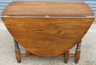 SOLD - Large Oval Oak Gateleg Dining Table