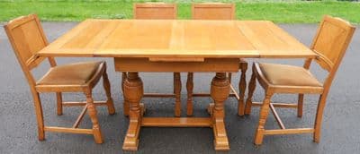 SOLD - Light Oak Extending Dining Table & Four Matching Chairs