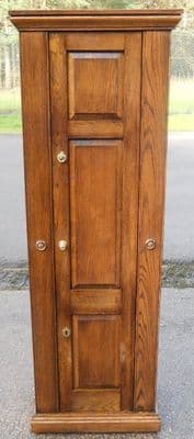 SOLD - Oak Panelled Standing Gun Cabinet Safe Secure Cupboard