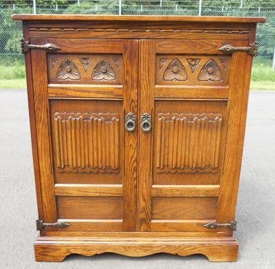 SOLD - Oak TV Cabinet by Old Charm