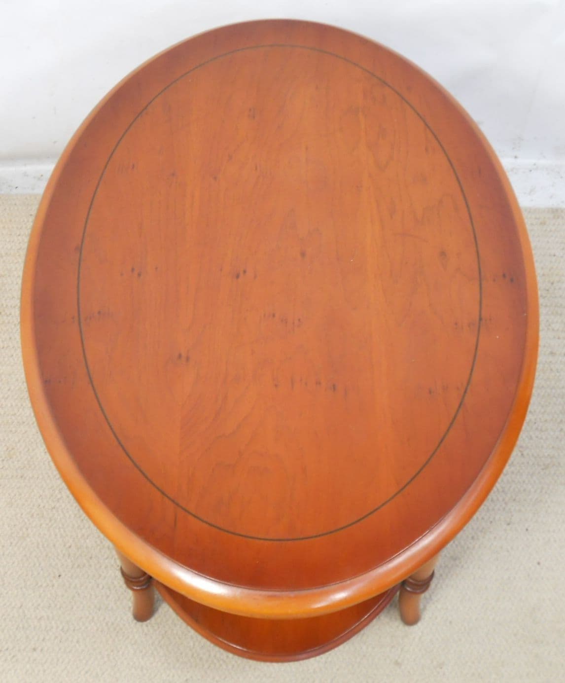 SOLD Oval Two Tier Yew Coffee Table by Bradley
