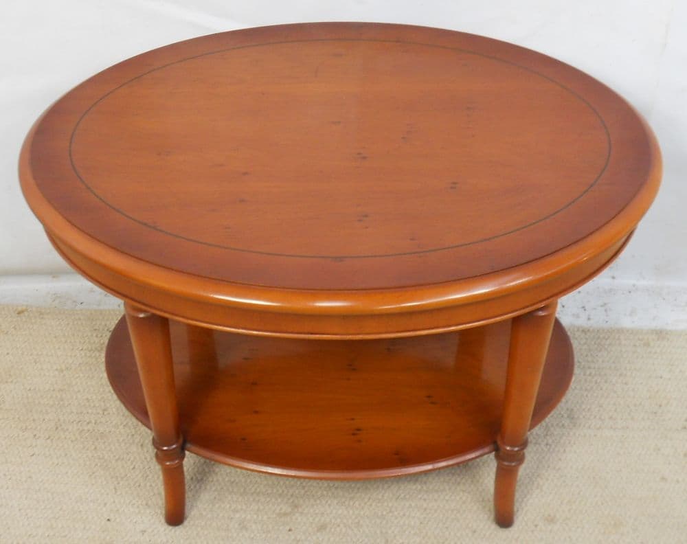 SOLD Oval Two Tier Yew Coffee Table by Bradley