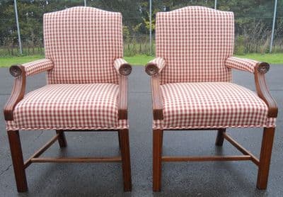 SOLD - Pair Gainsborough Style Library Armchairs