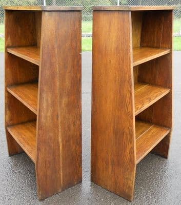 SOLD - Pair Oak Open Bookcases