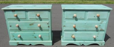 SOLD - Pair Painted Pine Chest of Drawers