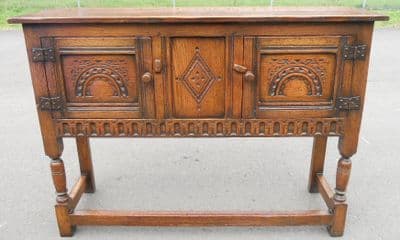 SOLD - Quality Oak Small Long Sideboard Cupboard