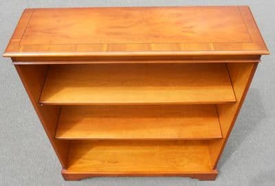 SOLD - Quality Yew Open Bookcase Cabinet by Bridgecraft