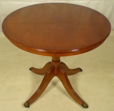 SOLD - Round Yew Pedestal Centre Table